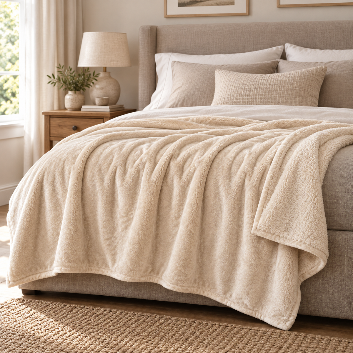 Snug Fleece Throw Natural