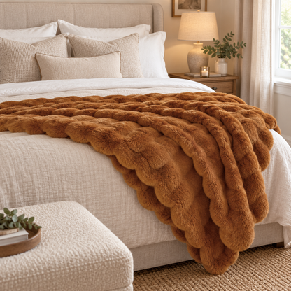 Brandy Luxury Heavy Faux Fur Throw