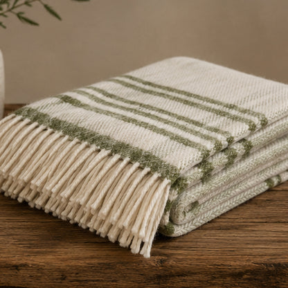 Wool Throw Olive Hex Check