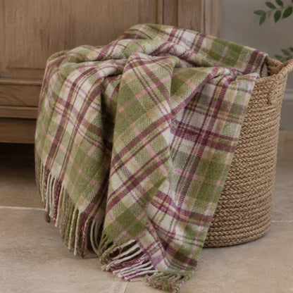 Wool Knee Throw Check Cottage Pink