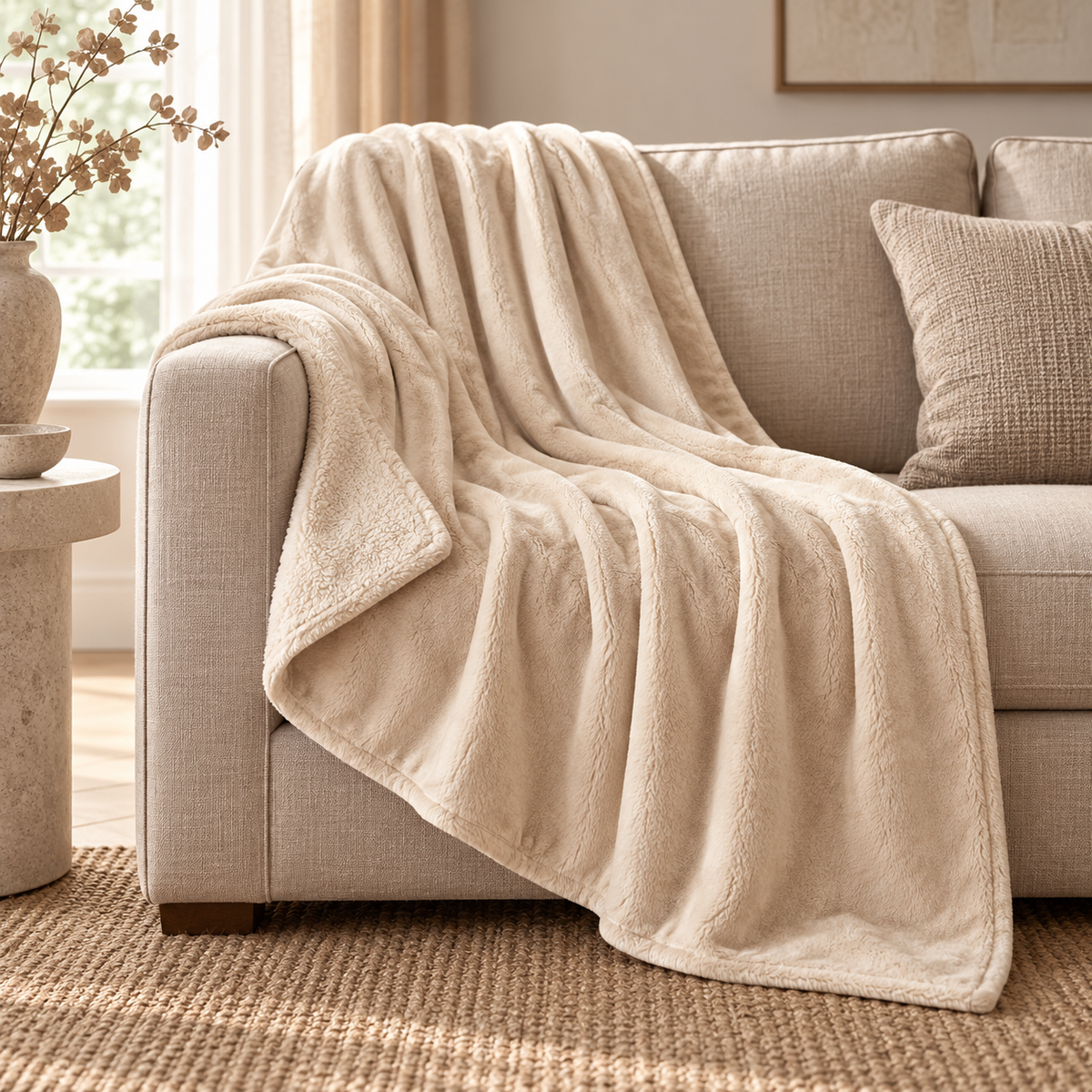 Snug Fleece Throw Natural