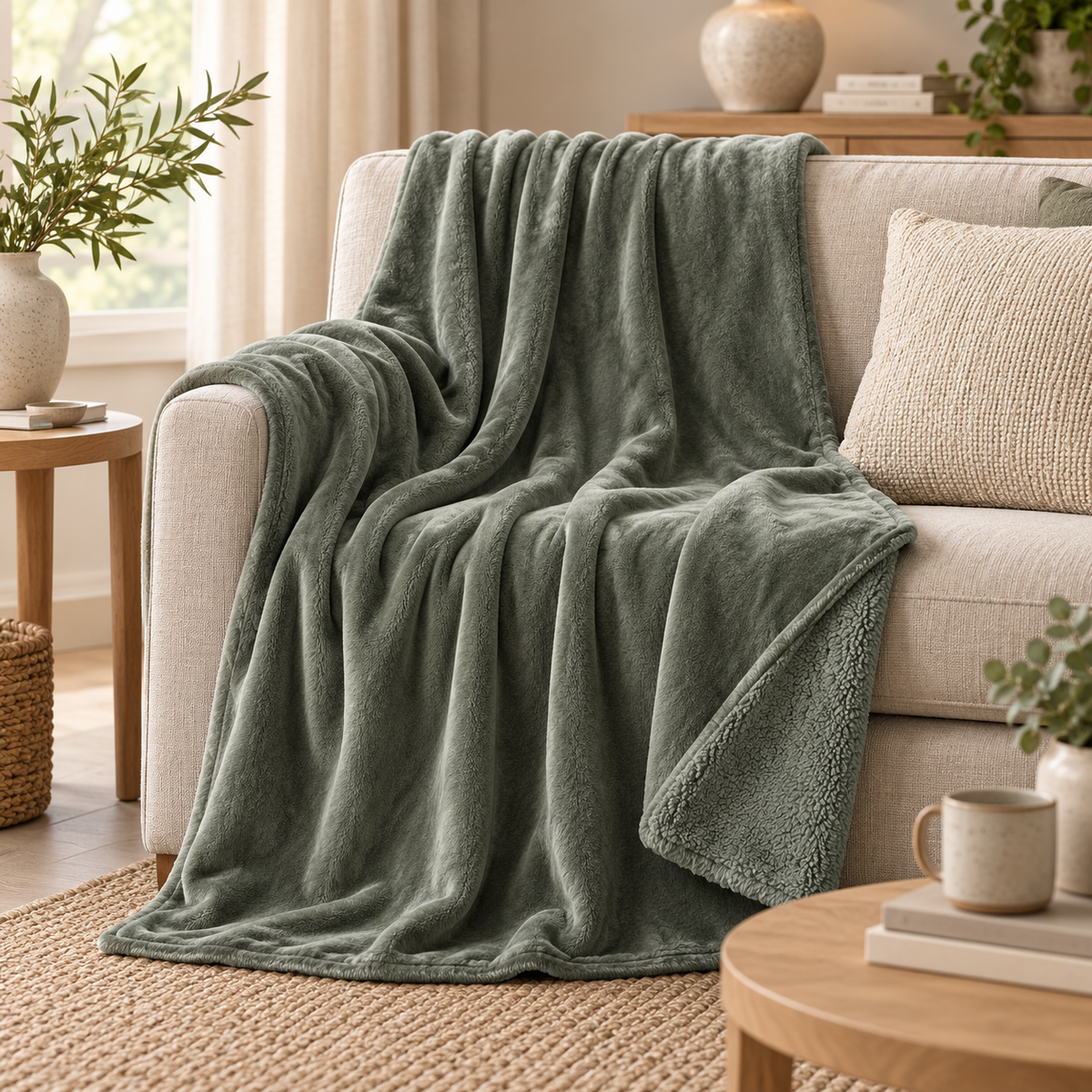 Sage Snug Fleece Throw