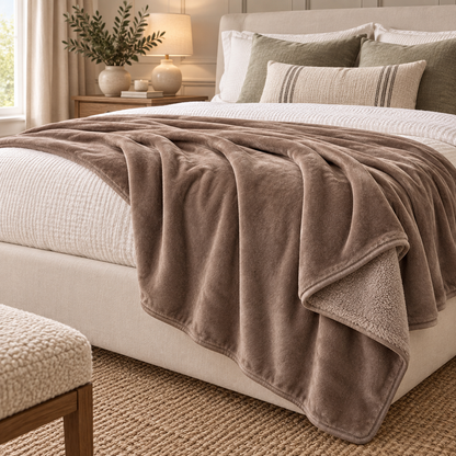 Taupe Cosy Fleece Throw