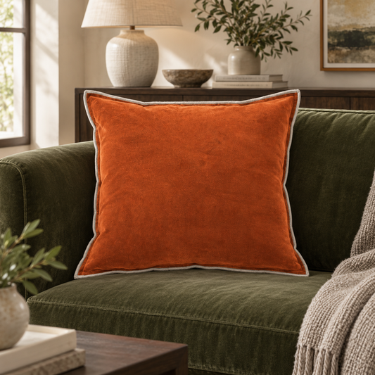 Sunset Cotton Velvet XL Feather Filled Cushion
