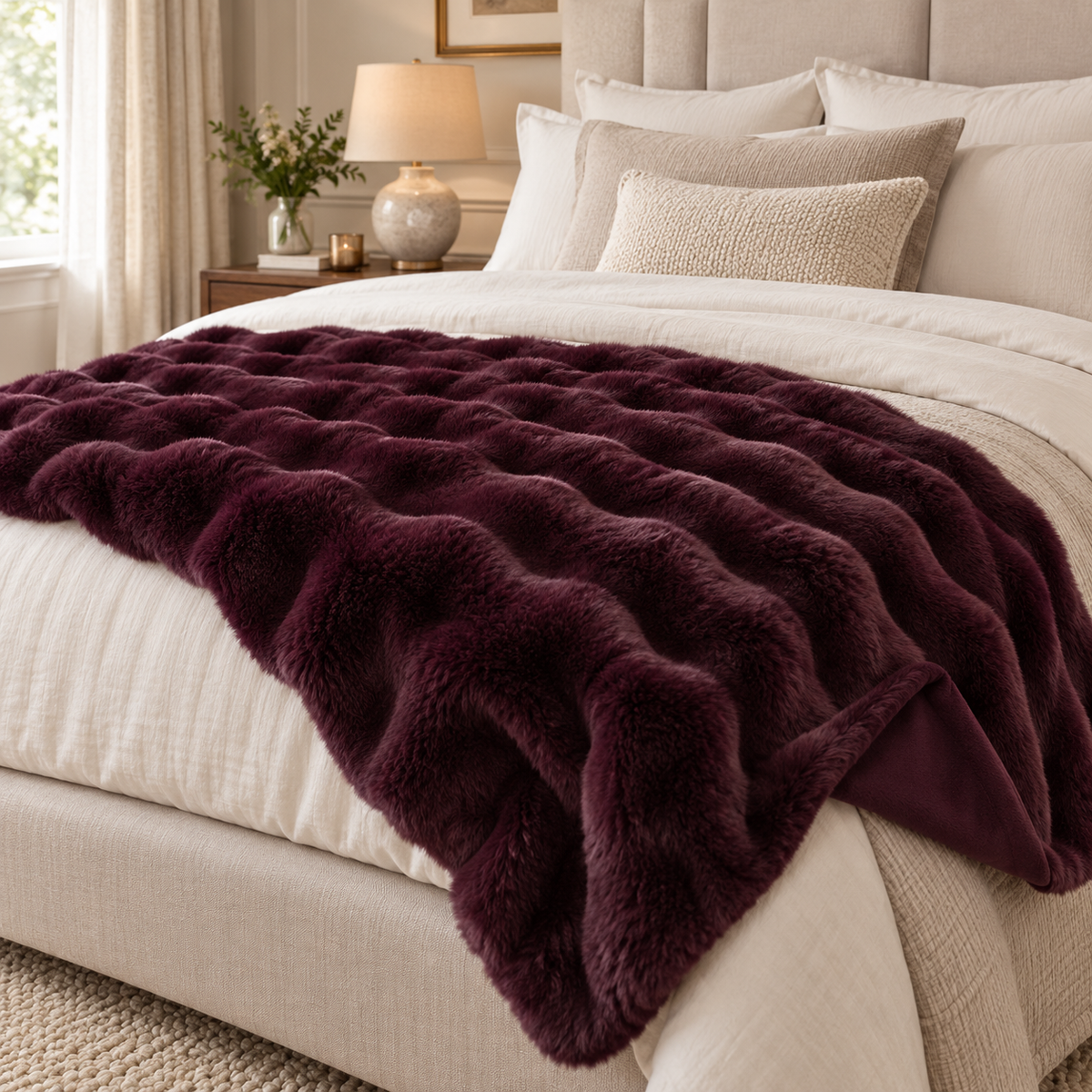 Aubergine Luxury Heavy Faux Fur Throw