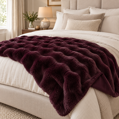 Aubergine Luxury Heavy Faux Fur Throw