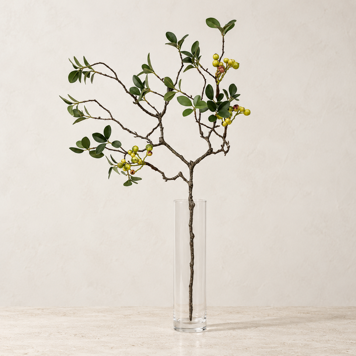 Green Berry Faux Branch stem