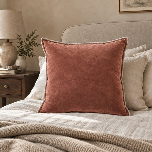 Rose Cotton Velvet XL Feather Filled Cushion