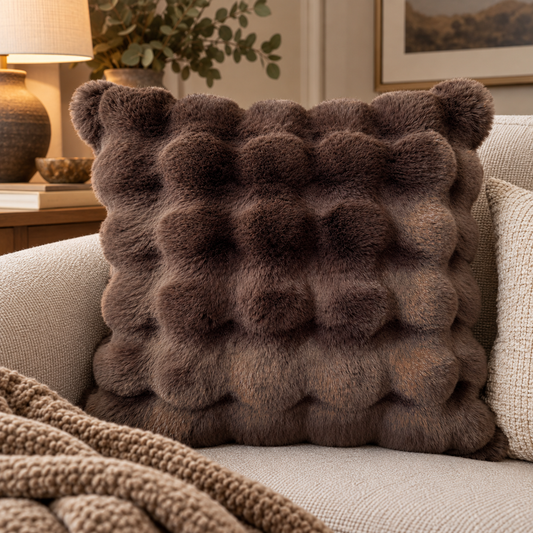 Chocolate Brown Luxury Heavy Faux Fur cushion 50 x 50cm