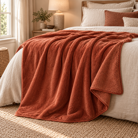 Rust Fleece Throw