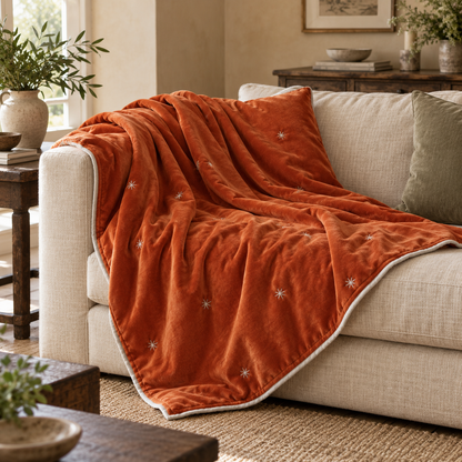 Sunset Cotton Velvet Star Throw